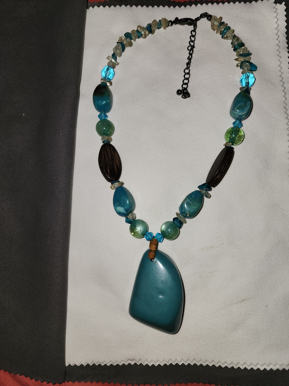 Vintage Teal Statement Beaded Necklace - Women Jewelry